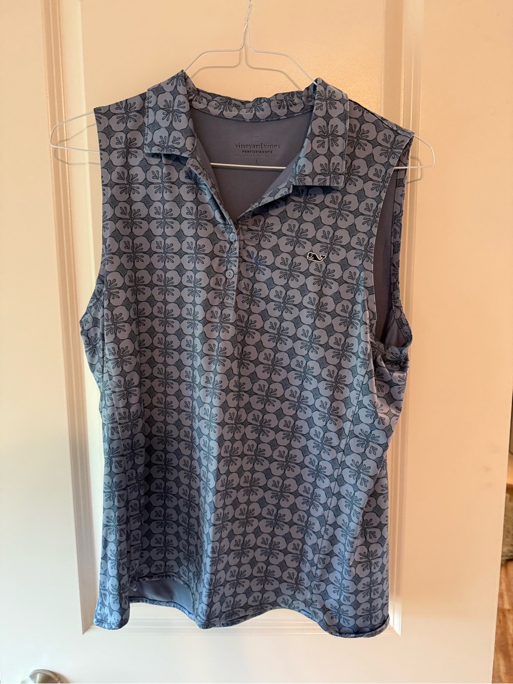 Vineyard Vines Blue Floral Sleeveless Polo
